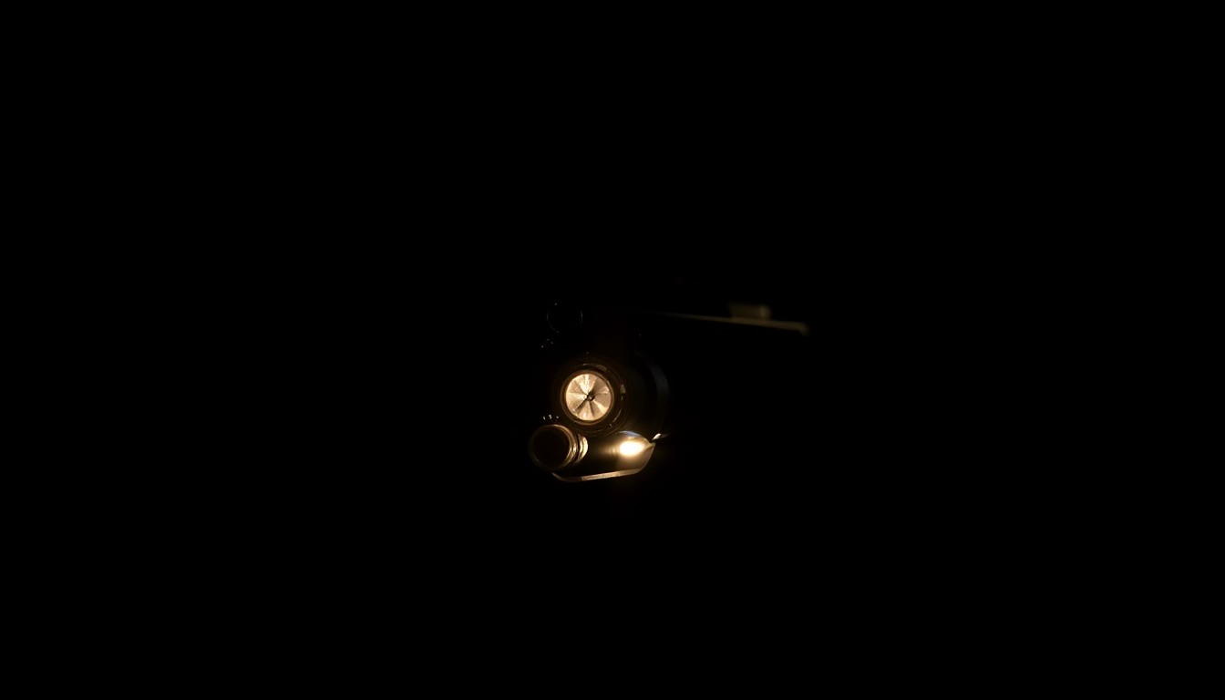 An extreme close-up photograph of a handgun magazine or ammunition cartridge lit by a harsh, direct camera flash against a pitch-black background, conceptually representing the investigation into a Secret Service agent's self-inflicted gunshot wound at the airport.