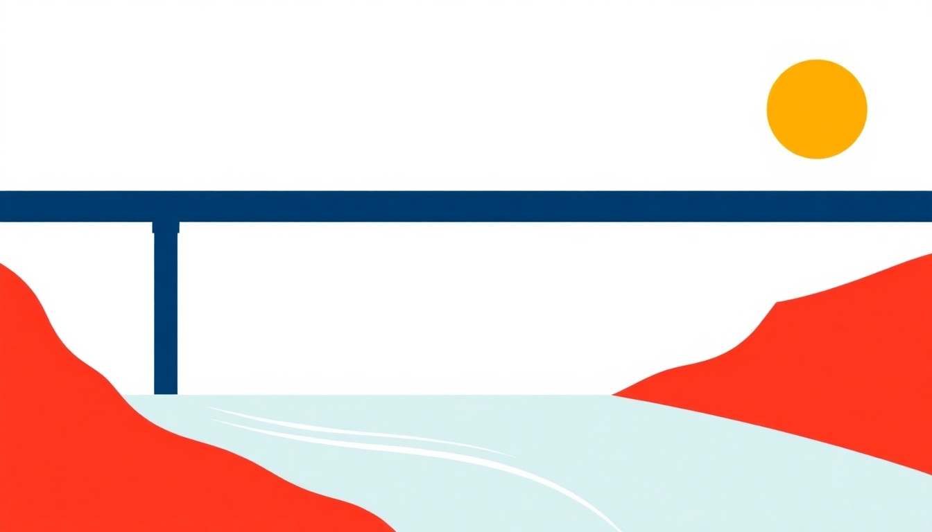 A geometric abstract illustration using bold shapes and primary colors to conceptually represent the rising costs of municipal water services and the need for infrastructure upgrades.