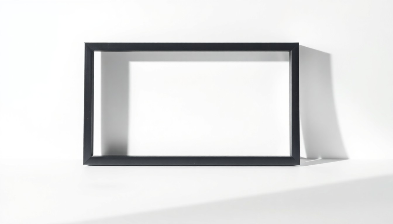 A high-end, photorealistic studio still life featuring an empty, tilted metal frame resting on a clean white background. The dramatic lighting and shadows create depth and highlight the premium materials, symbolizing the void left by lost business opportunities.