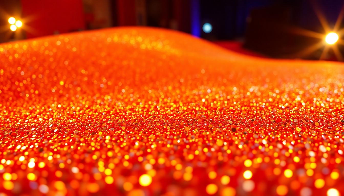 An abstract close-up image of shimmering, high-contrast sequins, evoking the glamour and energy of a high-profile awards show.