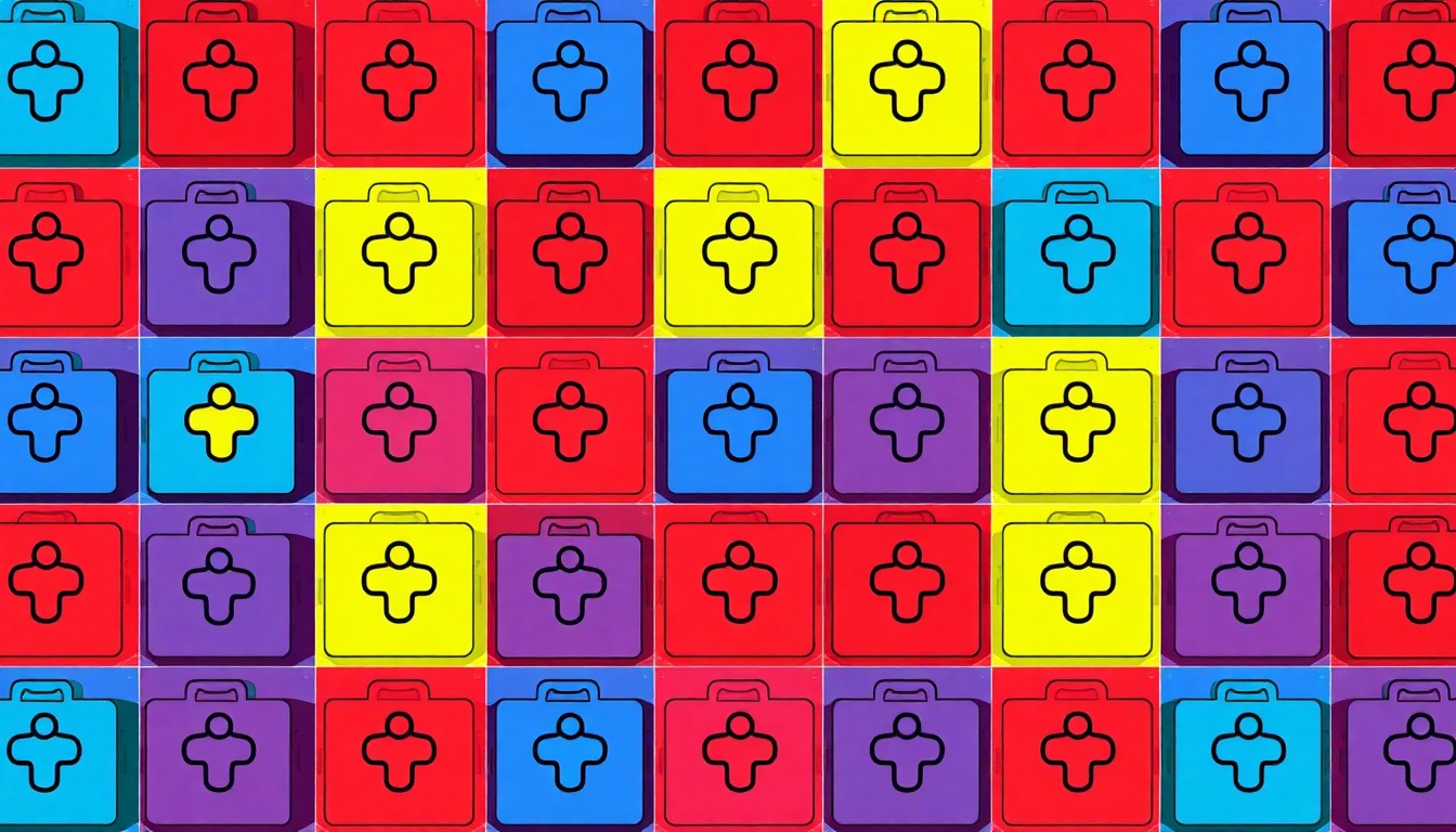 A brightly colored, high-contrast silkscreen print of a Safe Haven Baby Box icon repeated in a tight grid pattern, utilizing flat, vibrant, and unnatural neon color palettes overlapping with heavy black photographic outlines to turn this life-saving device into modern pop art.