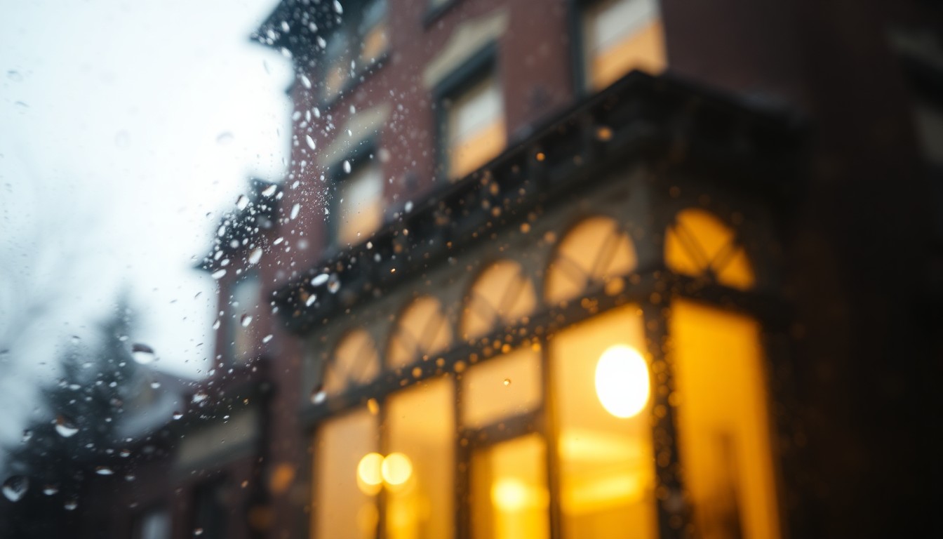 An impressionistic, blurred image of an ornate historic home, its architectural details and warm lighting captured in soft, hazy pools of color, conveying the timeless elegance and significance of the Kemper House.