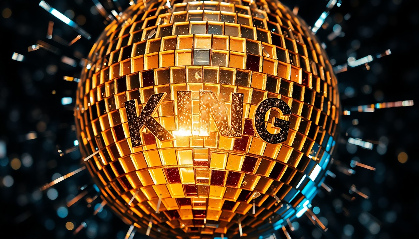 An extreme close-up of a shattered disco ball reflecting glittering shards of light, conceptually representing the vibrant energy and cultural significance of T.I.'s 'King' album.