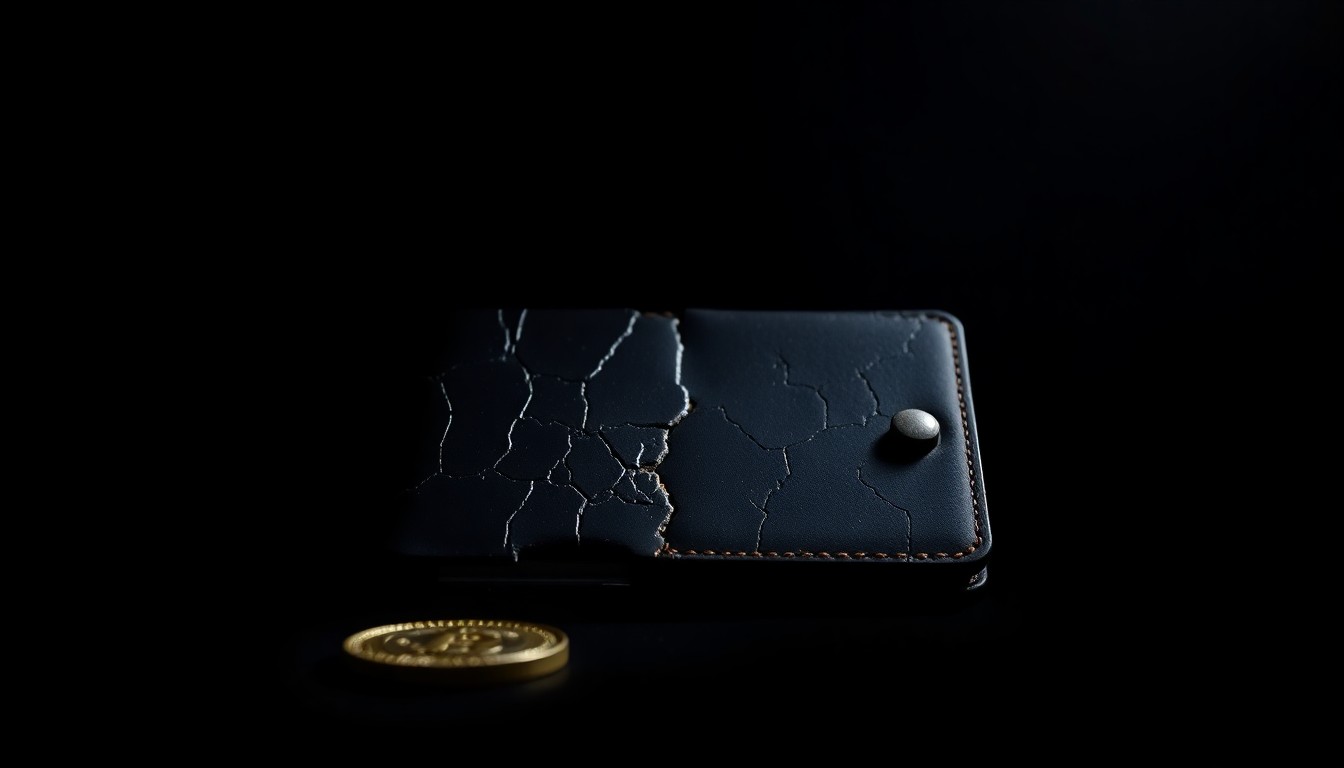 An extreme close-up photograph of a cracked and damaged cryptocurrency hardware wallet, conceptually representing the aftermath of the Uranium Finance hacks that resulted in over $54 million in stolen funds.