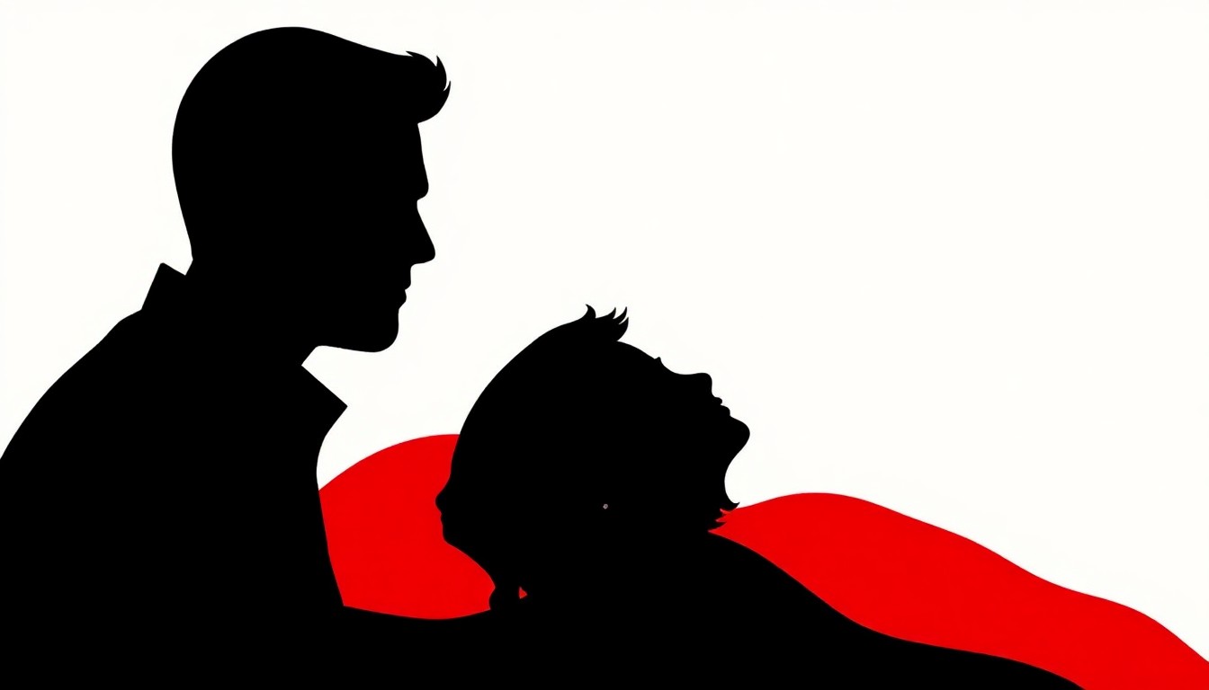 A bold, abstract composition of jagged, geometric black silhouettes and high-contrast solid colors, conceptually representing the shocking revelation about a character's mother's condition in the soap opera Days of Our Lives.