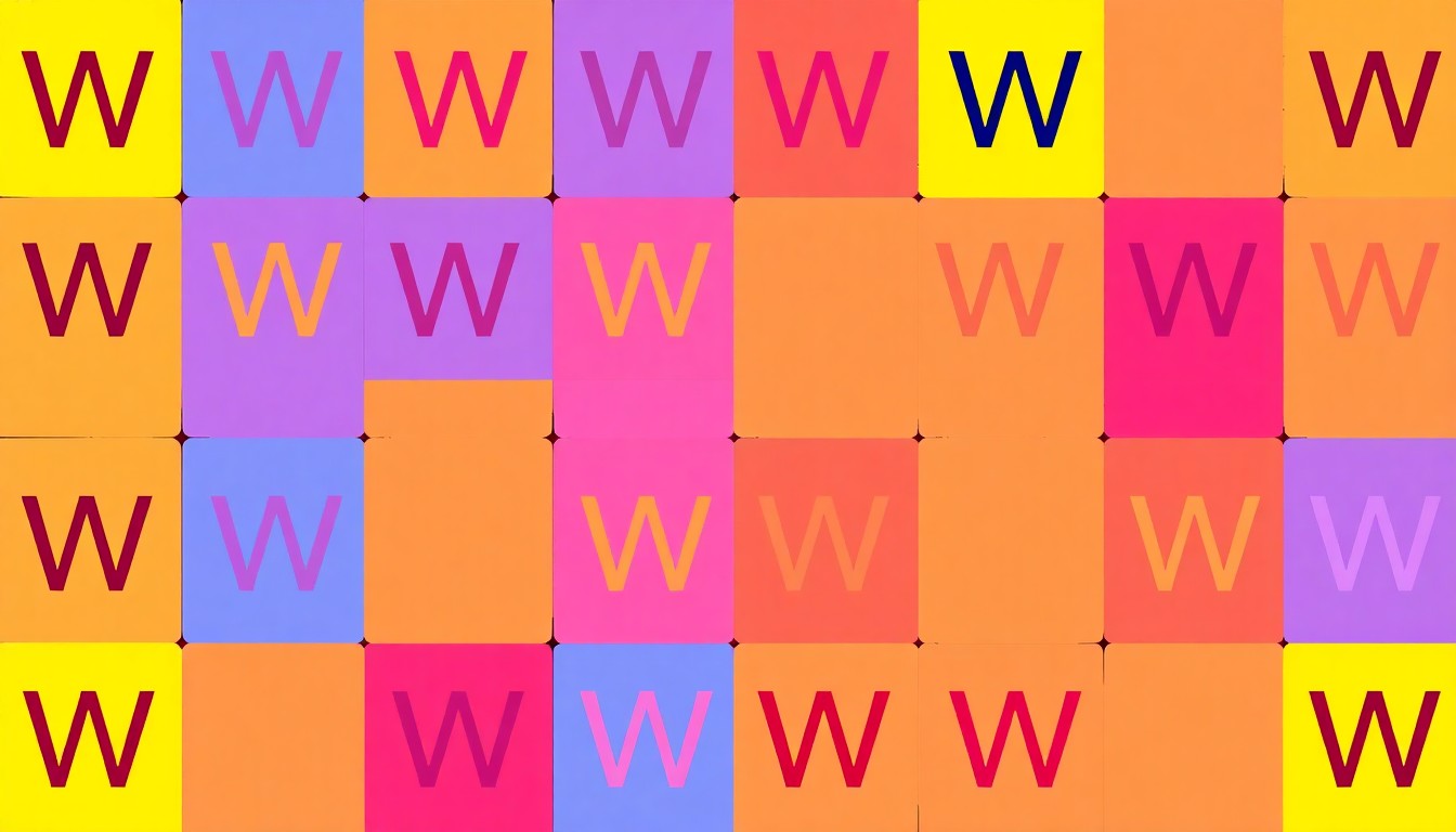 A bold, stylized silkscreen print featuring a single Scrabble tile letter 'W' repeated in a grid, capturing the playful and imaginative spirit of the literary event.