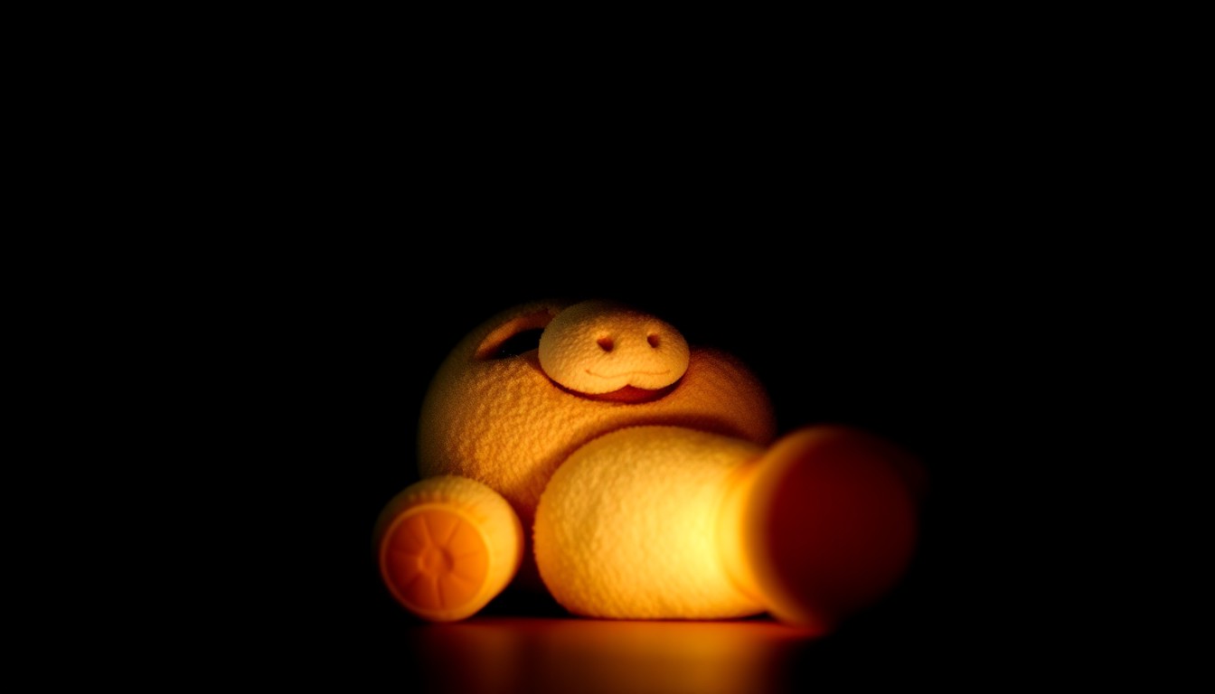 An extreme close-up photograph of a worn, damaged stuffed animal against a stark black background, conveying a sense of neglect and loss without depicting any actual violence.