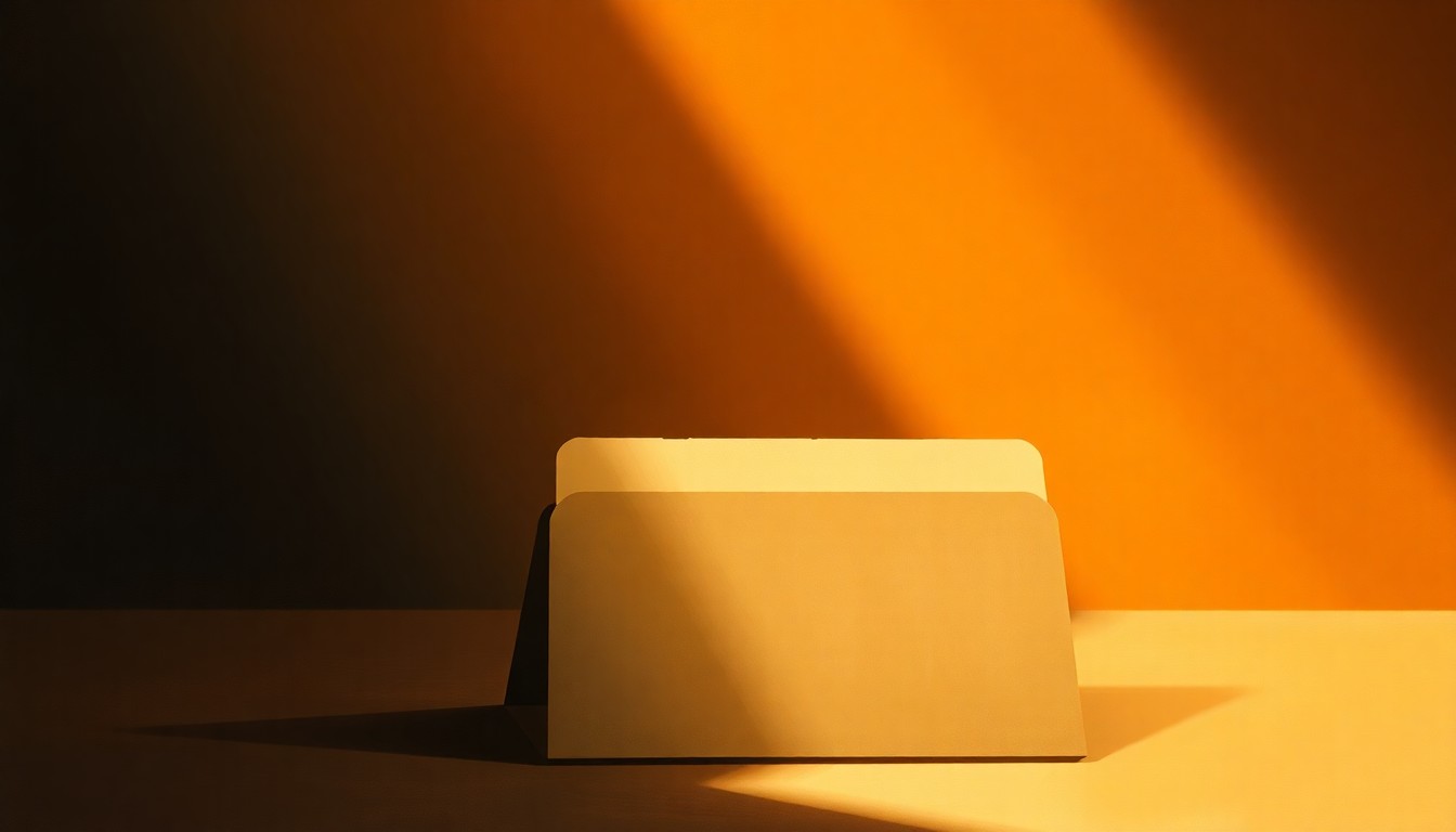A serene, photorealistic painting of a classified government document or file folder sitting alone on a desk, partially illuminated by warm, angled sunlight streaming through a window, conveying a sense of quiet contemplation and the gravity of the sensitive information contained within.