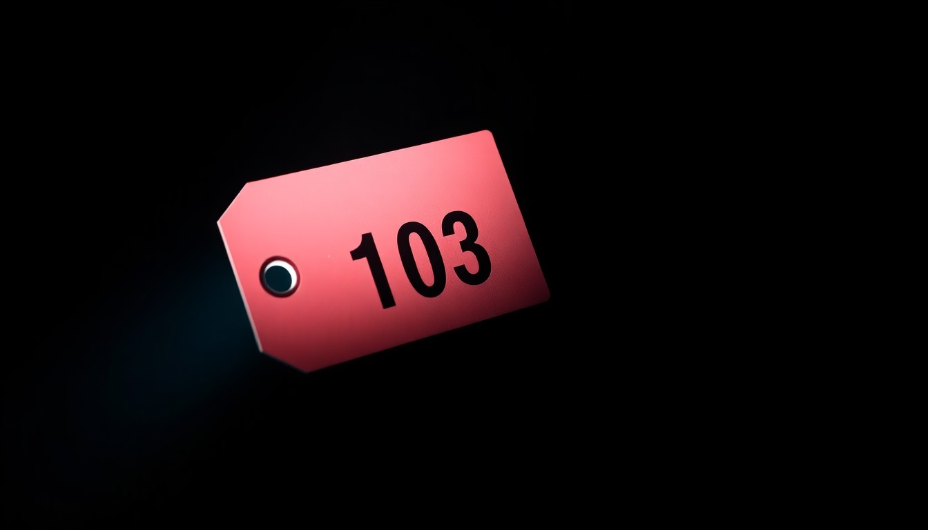 An extreme close-up photograph of a single forensic evidence marker, such as a numbered placard or evidence tag, lit by a harsh, direct camera flash against a pitch-black background, conceptually representing the legacy of Dr. Henry C. Lee's pioneering work in forensic science.