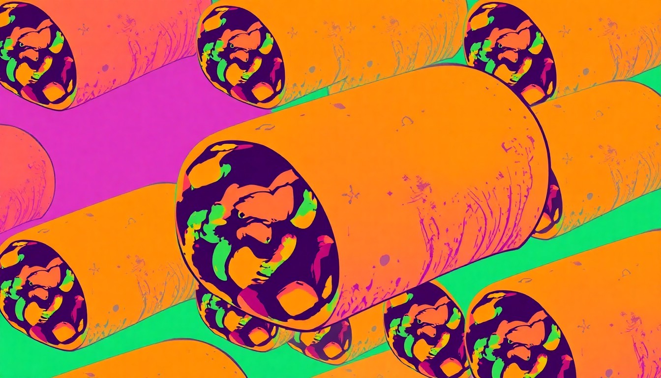 A bold, graphic illustration of a burrito repeated in a grid pattern, rendered in a high-contrast, neon color palette with heavy black outlines, conceptually representing the popularity and scrutiny of a local Mexican restaurant.