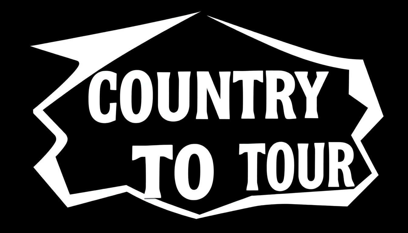 An abstract, minimalist illustration using bold, jagged black silhouettes and high-contrast red and white shapes to conceptually represent a country music tour with a twist on traditional norms.