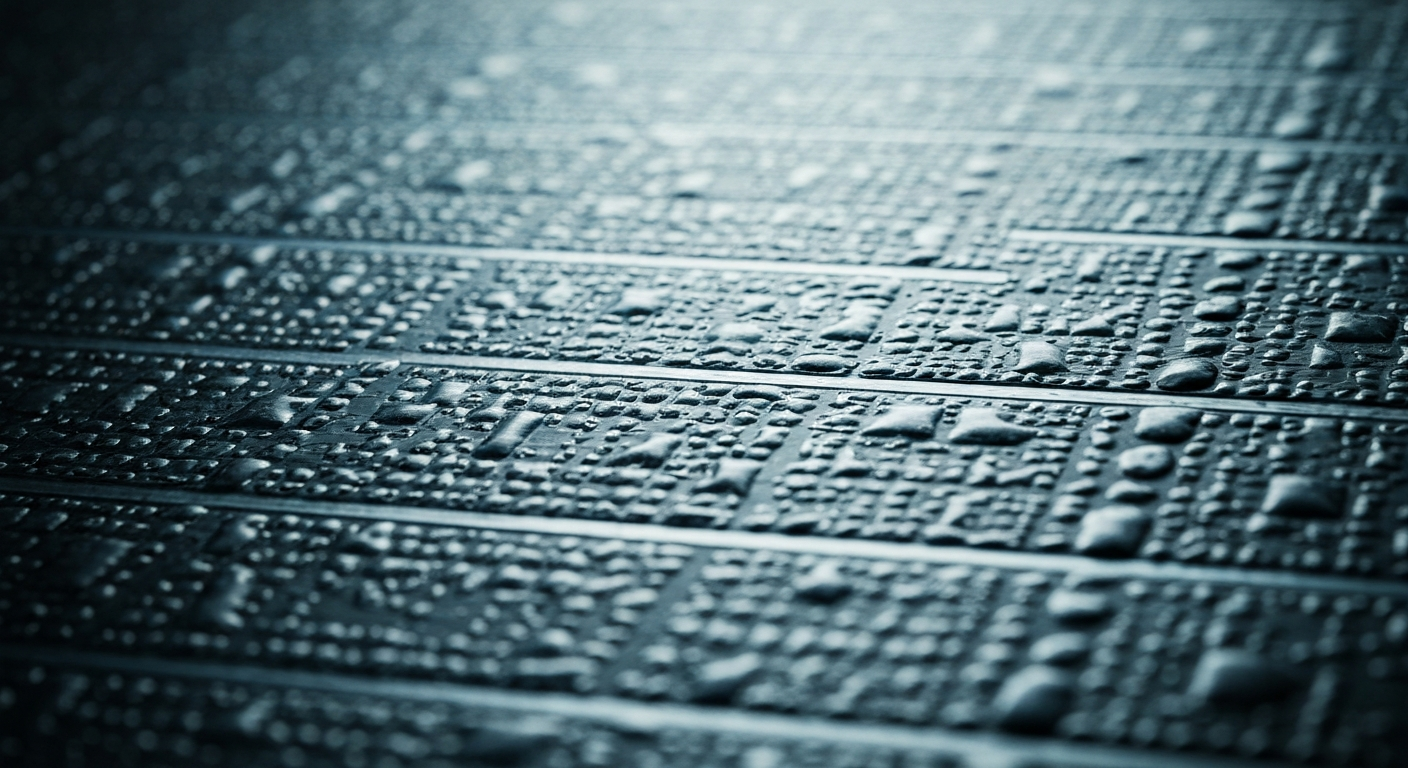 An extreme close-up of the pebbled, metallic surface of a lithium-ion battery cell, conceptually representing the advanced materials and engineering behind modern electric vehicle technology.