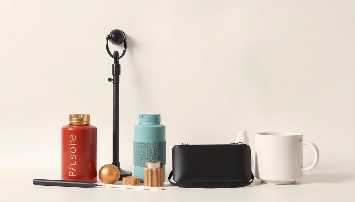 A high-end, photorealistic studio still-life photograph featuring a collection of premium, polished objects arranged elegantly on a clean, monochromatic background, conceptually representing the resources and support available to moms through the Mom Creators Coalition.