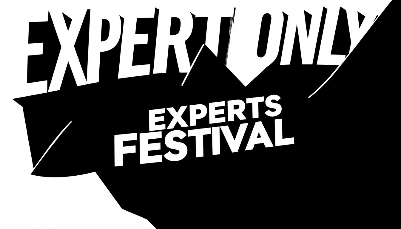 A dynamic, abstract composition of geometric shapes in black, white, and neon green, capturing the energy and diversity of the Experts Only Festival lineup without using any text or literal imagery.
