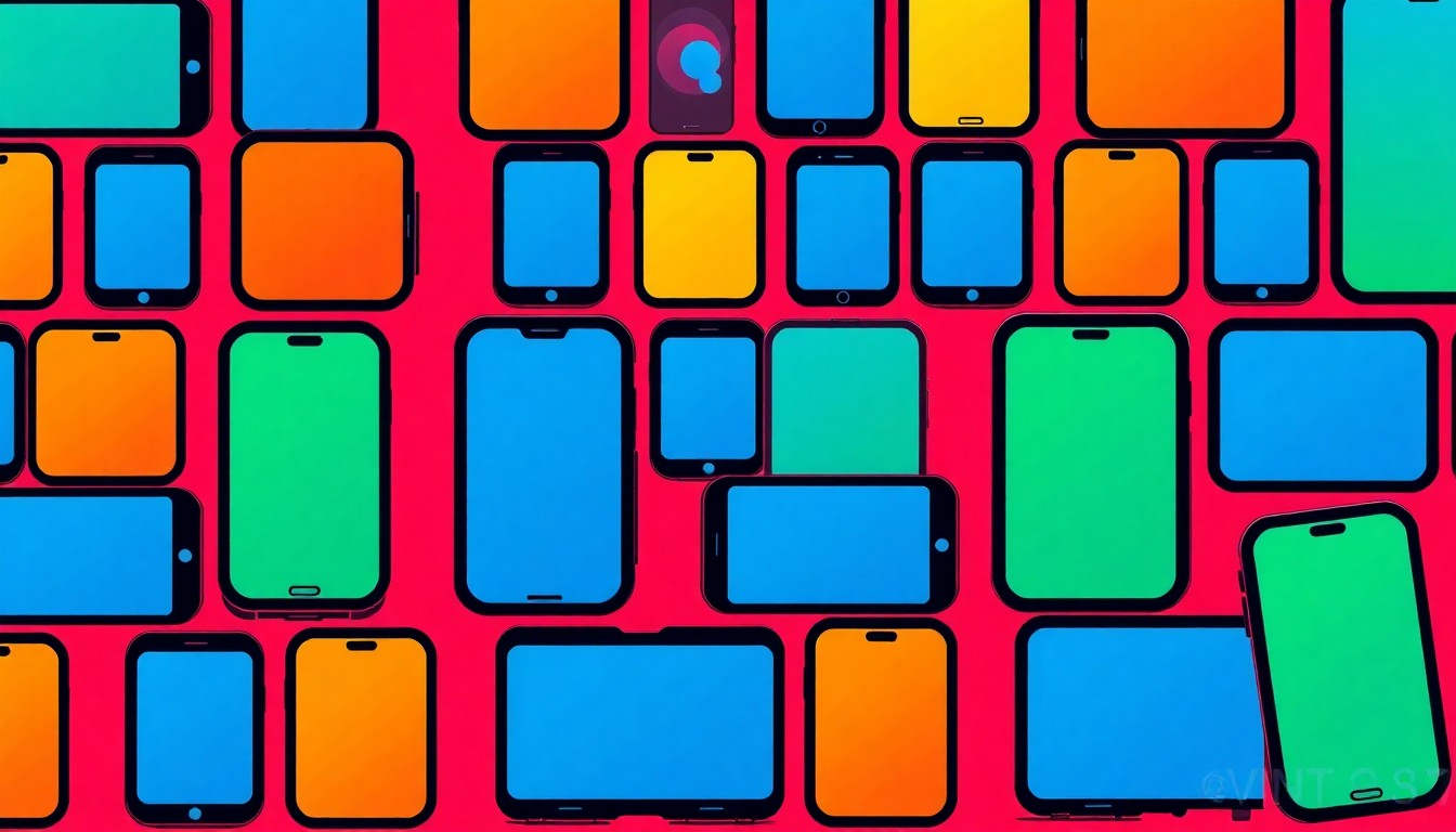 A brightly colored, high-contrast silkscreen print of a smartphone icon repeated in a tight grid pattern, representing the ubiquity of technology in modern life and the need for education to evolve alongside it.