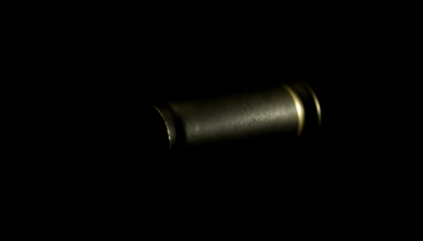 An extreme close-up photograph of a spent bullet casing against a pitch-black background, conceptually representing the investigative uncertainty and conflicting claims surrounding the evidence in the Charlie Kirk murder trial.