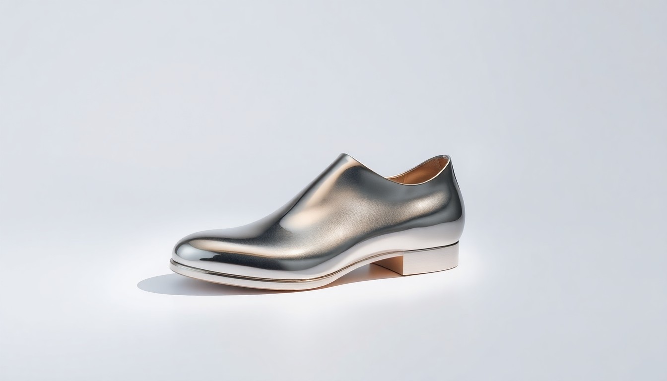 A close-up photograph of a single, minimalist metal shoe form resting on a clean white background, conceptually representing the high-stakes financial investigation into Allbirds' future.