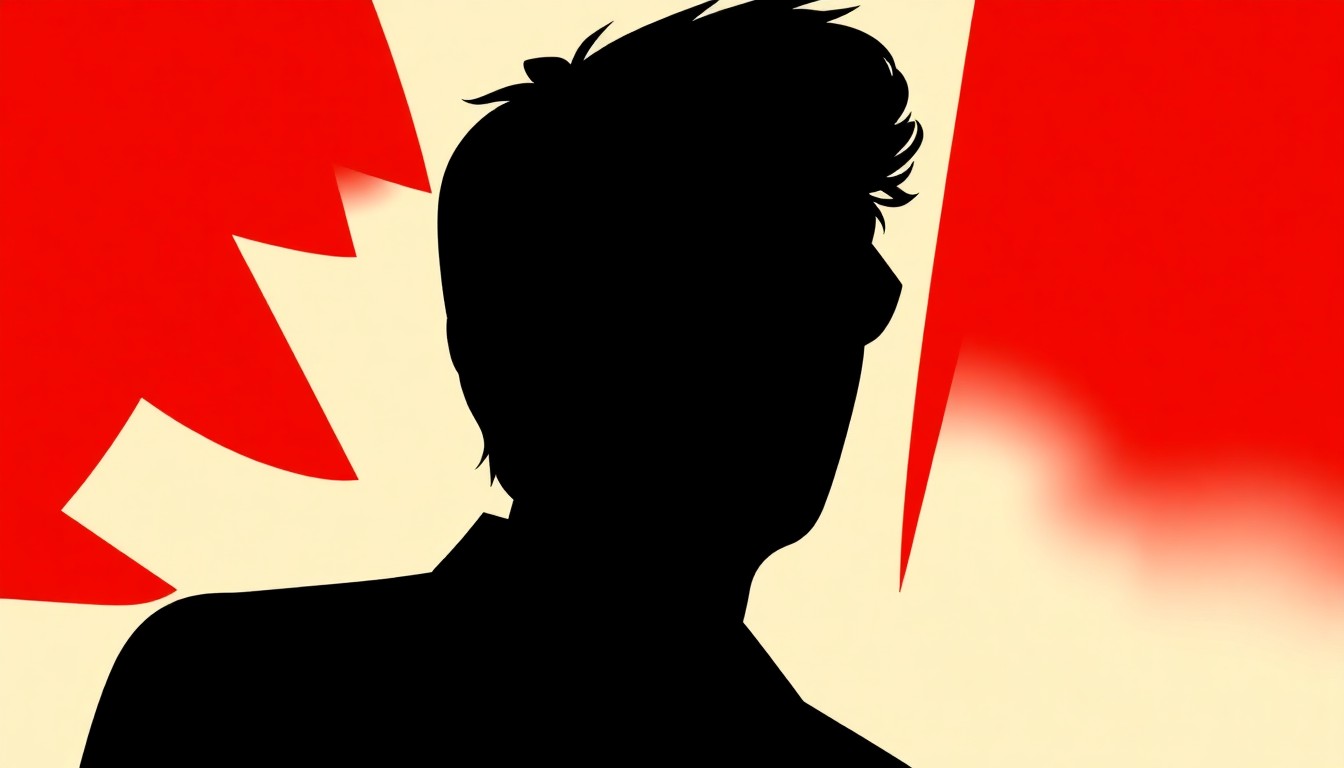 An abstract composition of stark, jagged black silhouettes and bold splashes of red and white, conceptually representing the tragic loss of a promising comedy career.