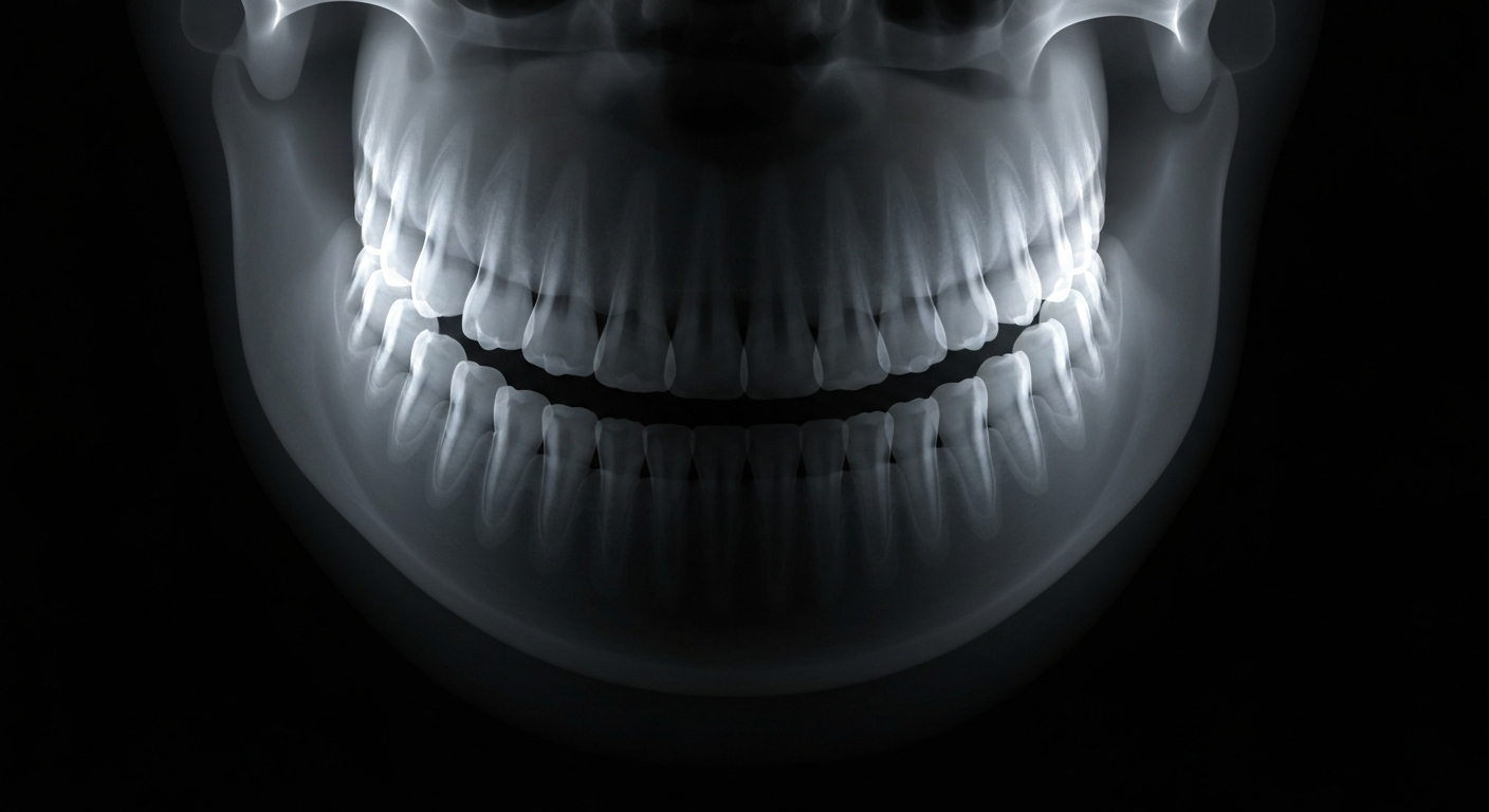 A translucent, ghostly X-ray-style image of the internal structures of a human mouth, emphasizing the importance of maintaining oral health during cancer treatment.