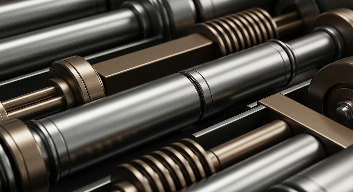 An extreme close-up of intricate, metallic banking machinery and mechanisms, conveying the industrial power and security of the financial system without using any text or identifiable elements.