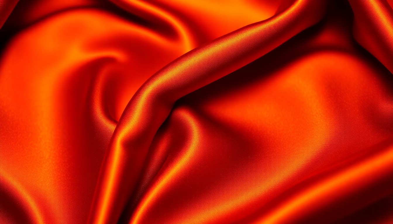 An abstract close-up photograph of a rich, textured satin fabric in deep burgundy and gold, capturing the luxurious and glamorous essence of classic Hollywood cinema.