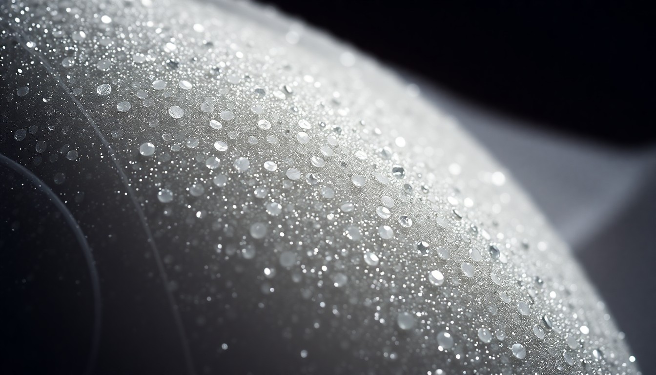 An extreme close-up photograph of shimmering, glittering wedding textures in dramatic, high-contrast studio lighting, conceptually representing the glamour and luxury of a celebrity wedding.