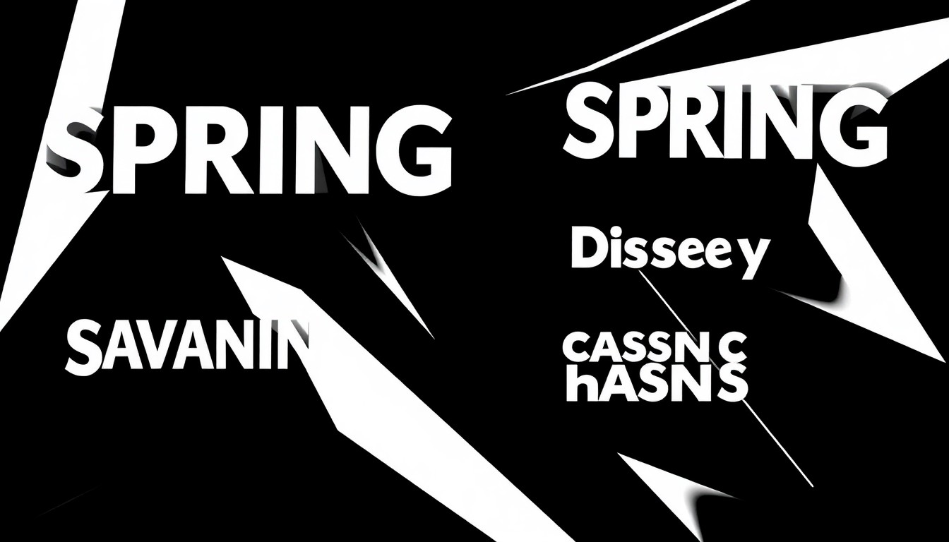 An abstract, minimalist illustration featuring bold, jagged black shapes on a white background, conceptually representing the diverse array of spring events in Savannah.