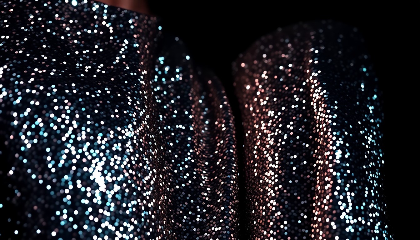 An abstract close-up photograph of shimmering, glittering sequins in high-contrast studio lighting, conceptually representing the drama and star power surrounding a popular soap opera couple.
