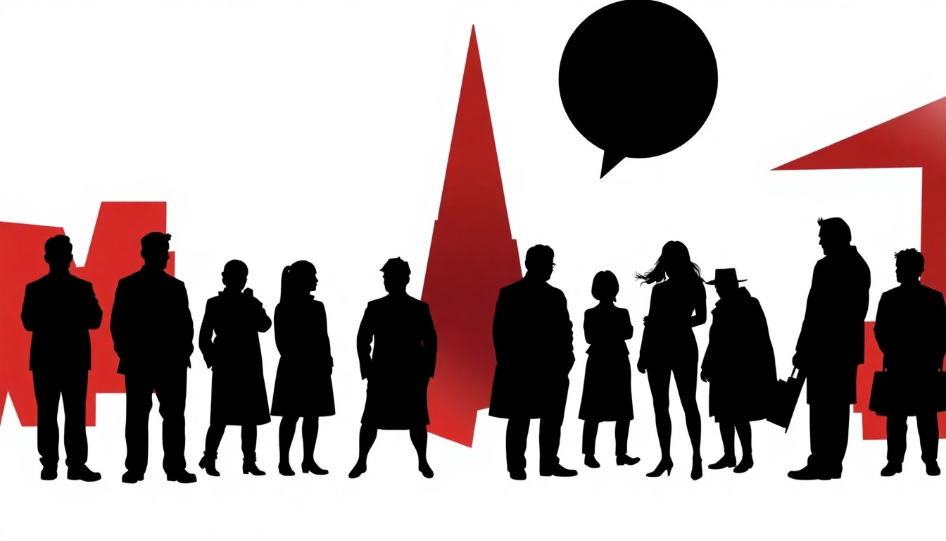 An abstract, minimalist illustration in the style of Saul Bass, featuring sharp, geometric shapes and bold contrasting colors to represent the diverse range of television series premiering at the 2026 Canneseries festival.