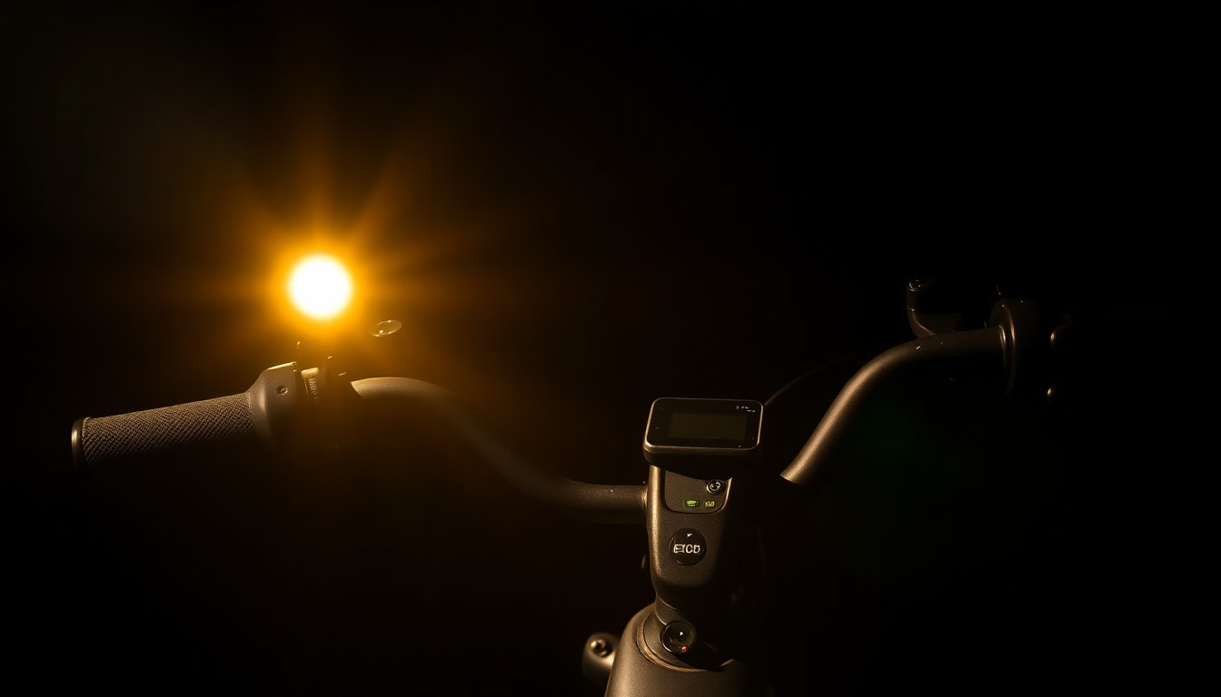 An extreme close-up photograph of a damaged e-bike handlebar and control panel, capturing the gritty details and texture of the broken components in a dramatic, investigative style.