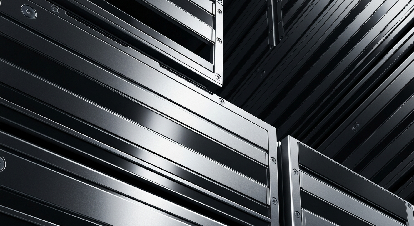 An extreme close-up of interlocking metal components and circuits, representing the complex machinery that underpins NetApp's data storage and management solutions.