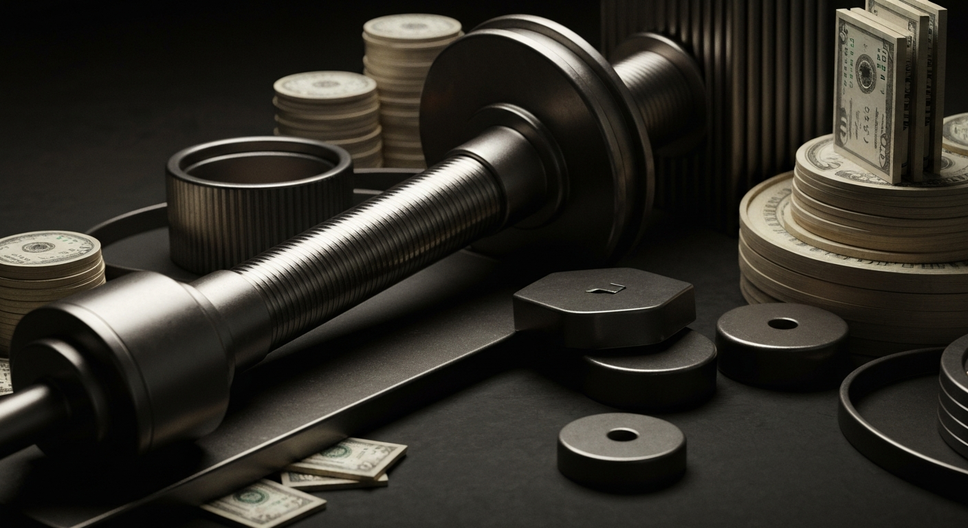 An extreme close-up of intricate, industrial machinery and components, conveying the complex financial infrastructure behind institutional investments.