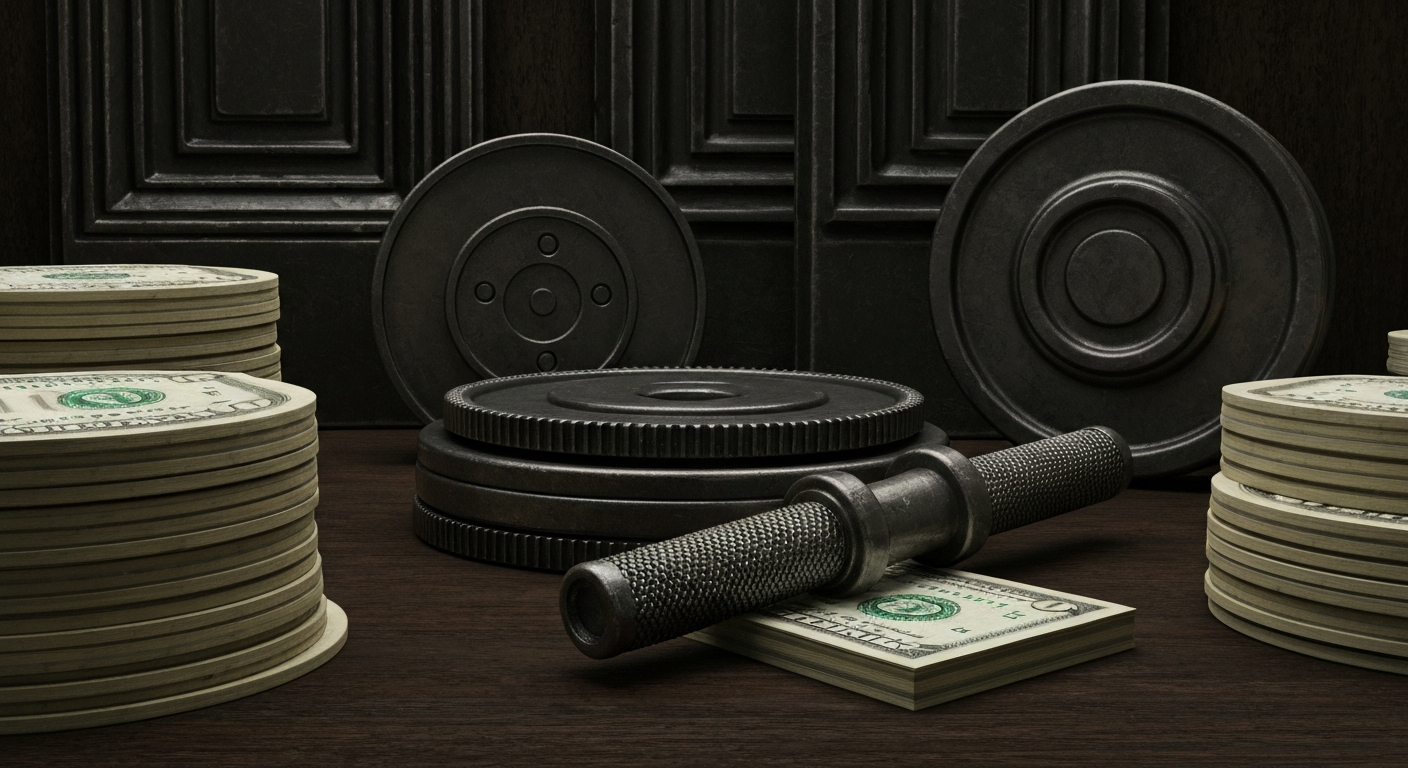 A highly detailed, black-and-white close-up image of the inner workings of a financial institution, conveying a sense of the heavy, industrial nature of the banking system and its role in maintaining economic stability.