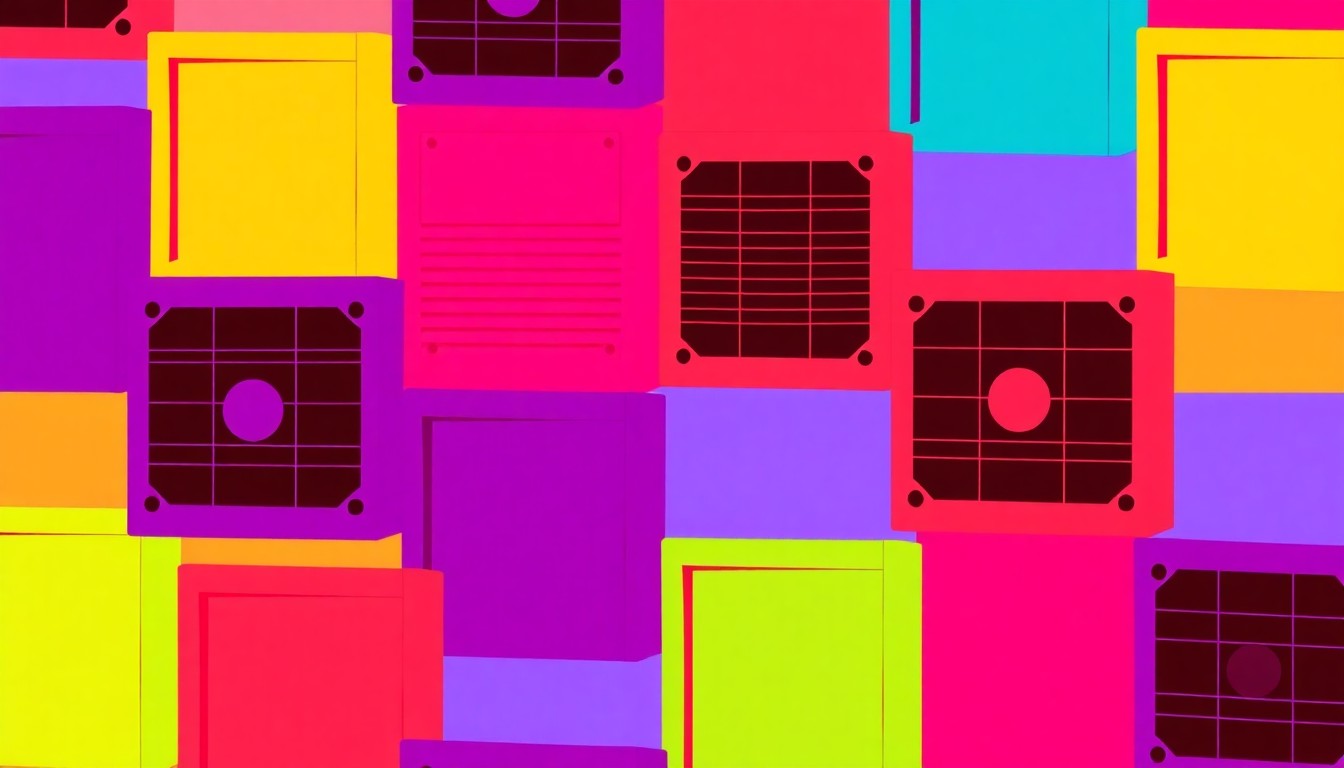 A bold, colorful silkscreen print featuring a repeated pattern of a single HVAC vent or air filter, conceptually representing the importance of clean indoor air ahead of allergy season.