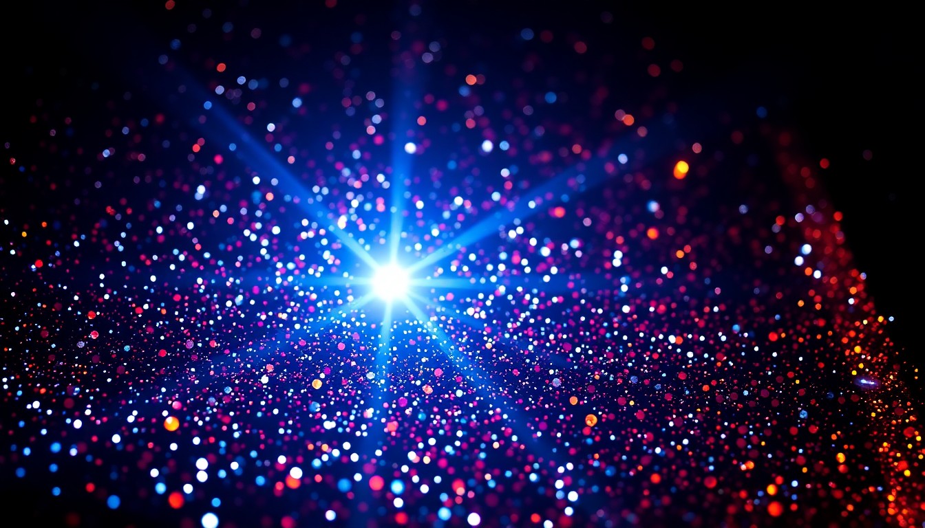 An extreme close-up photograph of shimmering, glittering sequins illuminated by dramatic studio lighting, conceptually representing the glamour and spectacle of a Las Vegas residency performance.