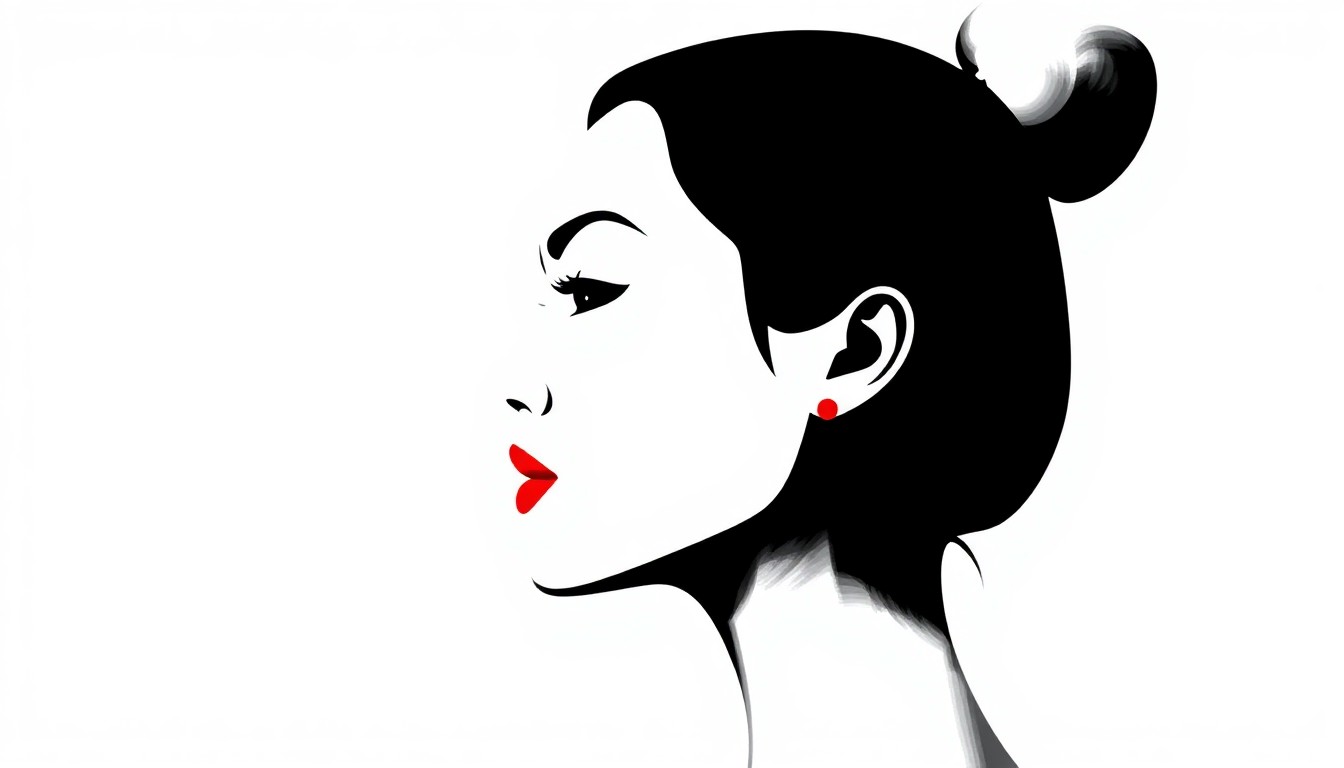 A minimalist black and white silhouette of a woman's face in profile, with a single bold red accent, conveying the loss and impact of Mary Beth Hurt's death.