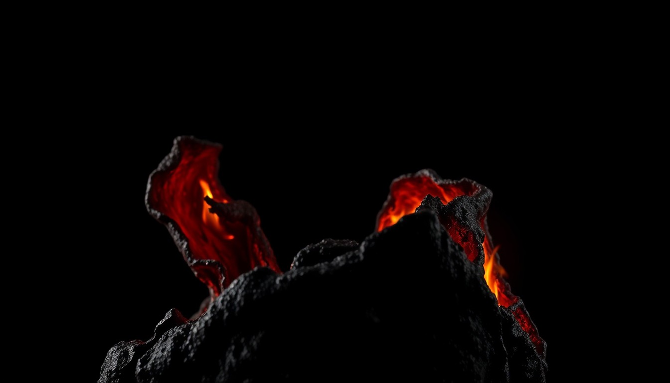 An extreme close-up of a charred, twisted piece of metal from the fire scene, capturing the stark, gritty aftermath of a tragic incident.