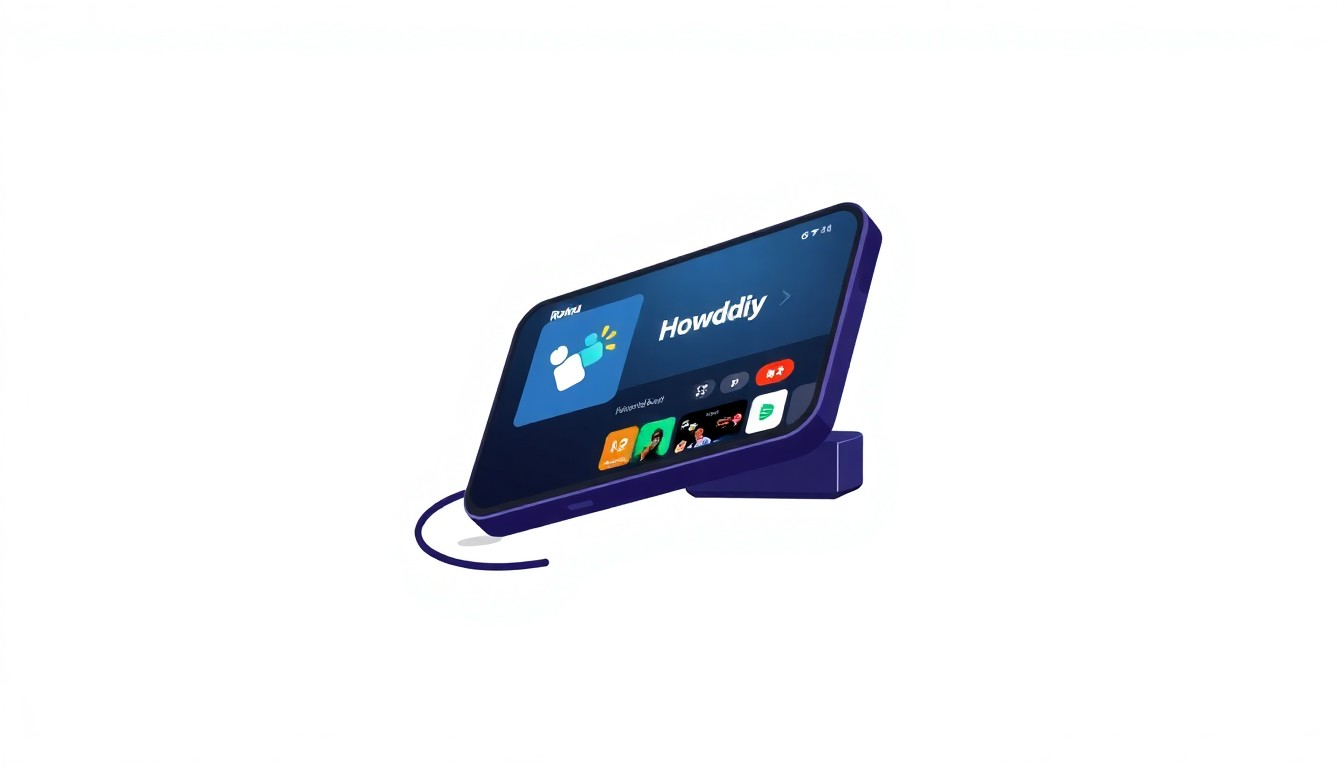A close-up illustration of a clean, geometric mobile device with a simple, uncluttered user interface, representing Roku's new Howdy streaming app.