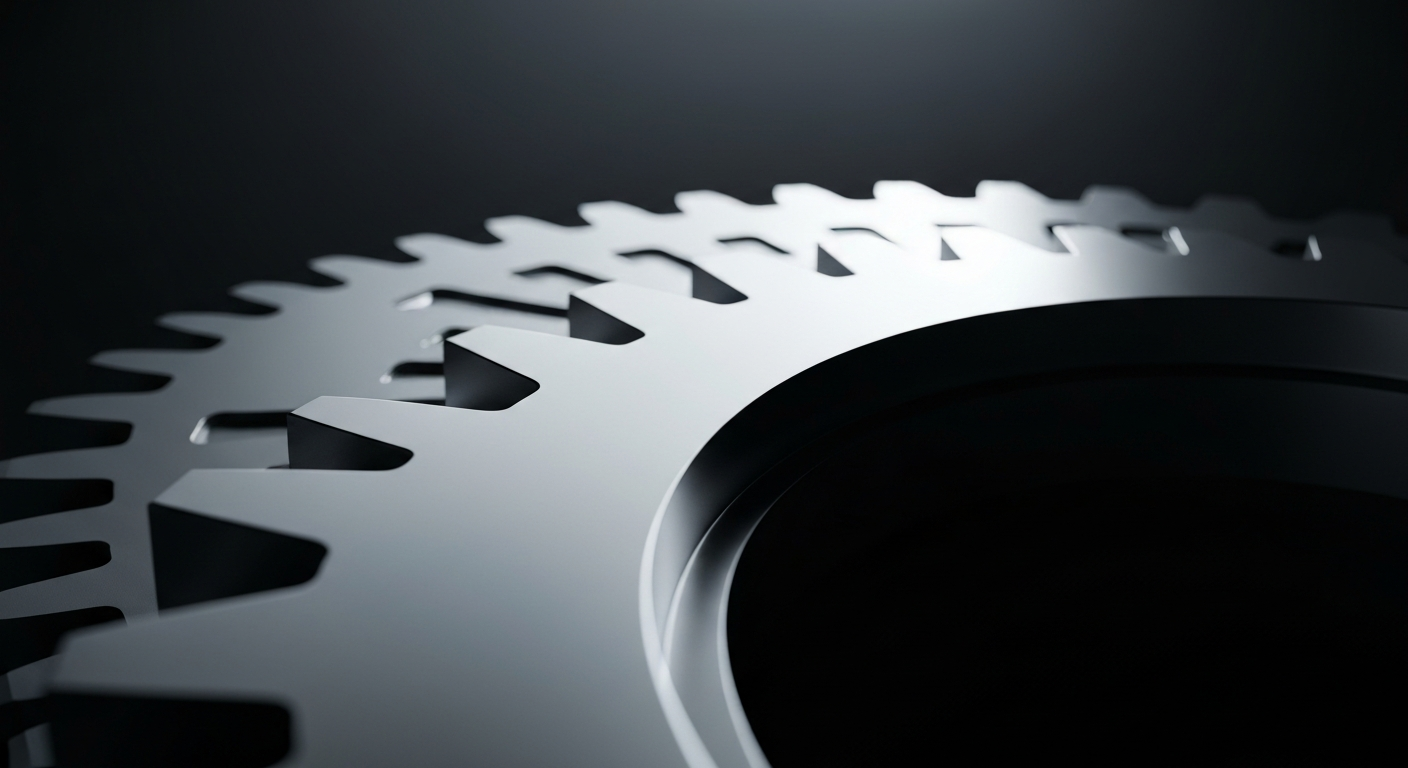 A close-up of a shiny, polished metal gear or cog, dramatically lit against a dark background, representing the complex financial machinery that powers a city's infrastructure.