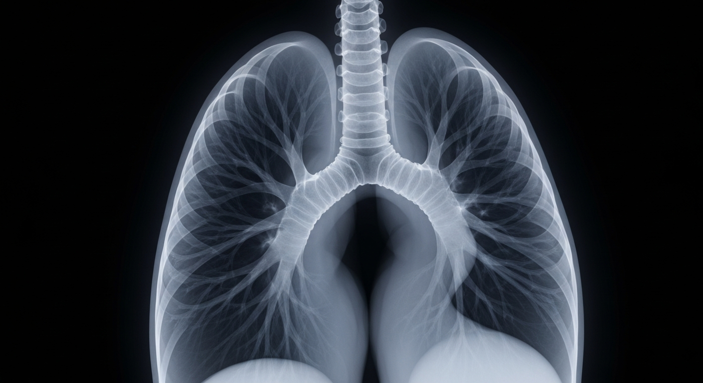 A translucent, ghostly X-ray-style image showing the intricate structure of human lungs, conveying the fragility and vulnerability of this vital organ when exposed to toxic chemicals.
