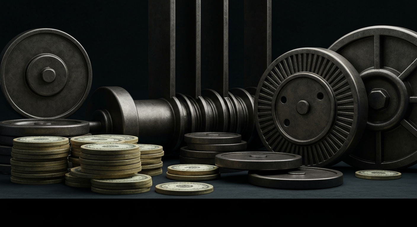 An extreme close-up of intricate, metallic banking machinery and components, conveying a sense of the complex financial systems and infrastructure that underpin the global economy.