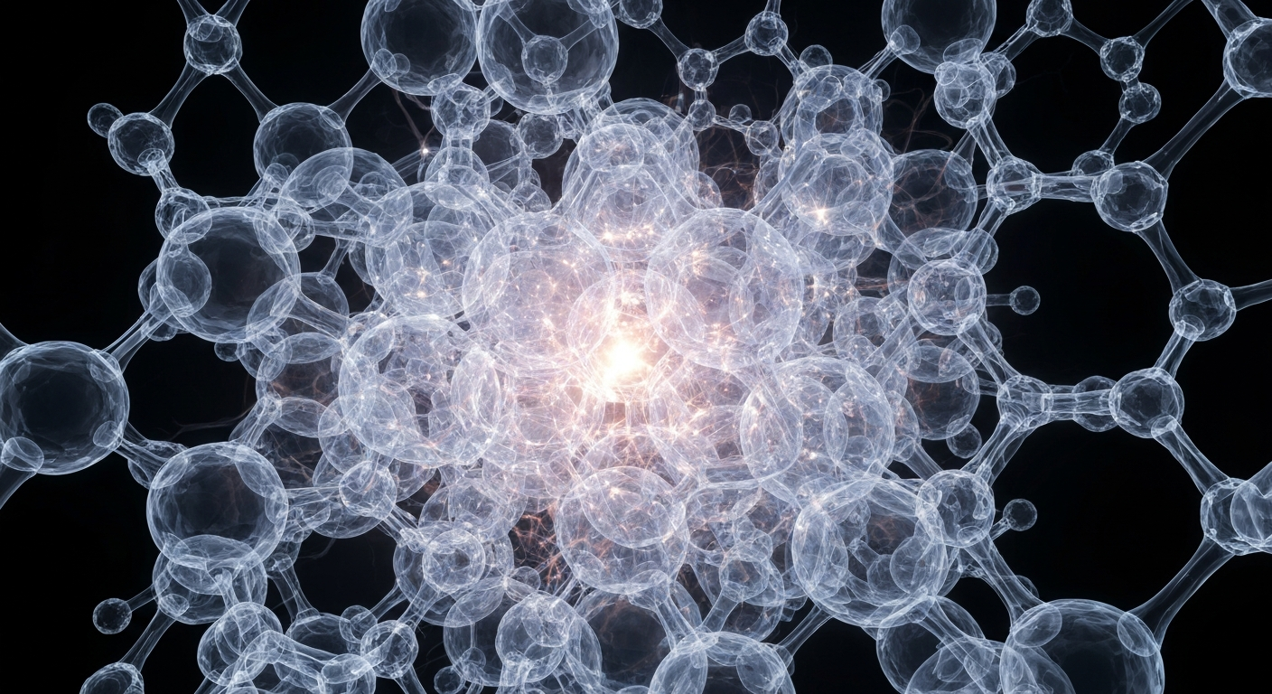 A ghostly, translucent X-ray photograph revealing the intricate internal structure of a complex molecular or biological system, conceptually representing the advanced biotechnology innovations at the heart of Texas' thriving life sciences industry.