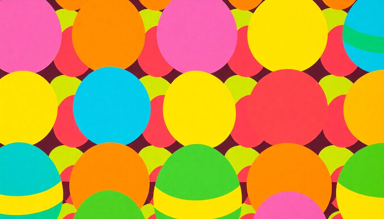 A bold, graphic image composed of a repeating pattern of colorful Easter eggs in a pop art style, conveying the festive and community-focused nature of the Ardmore Easter Egg Scavenger Hunt.