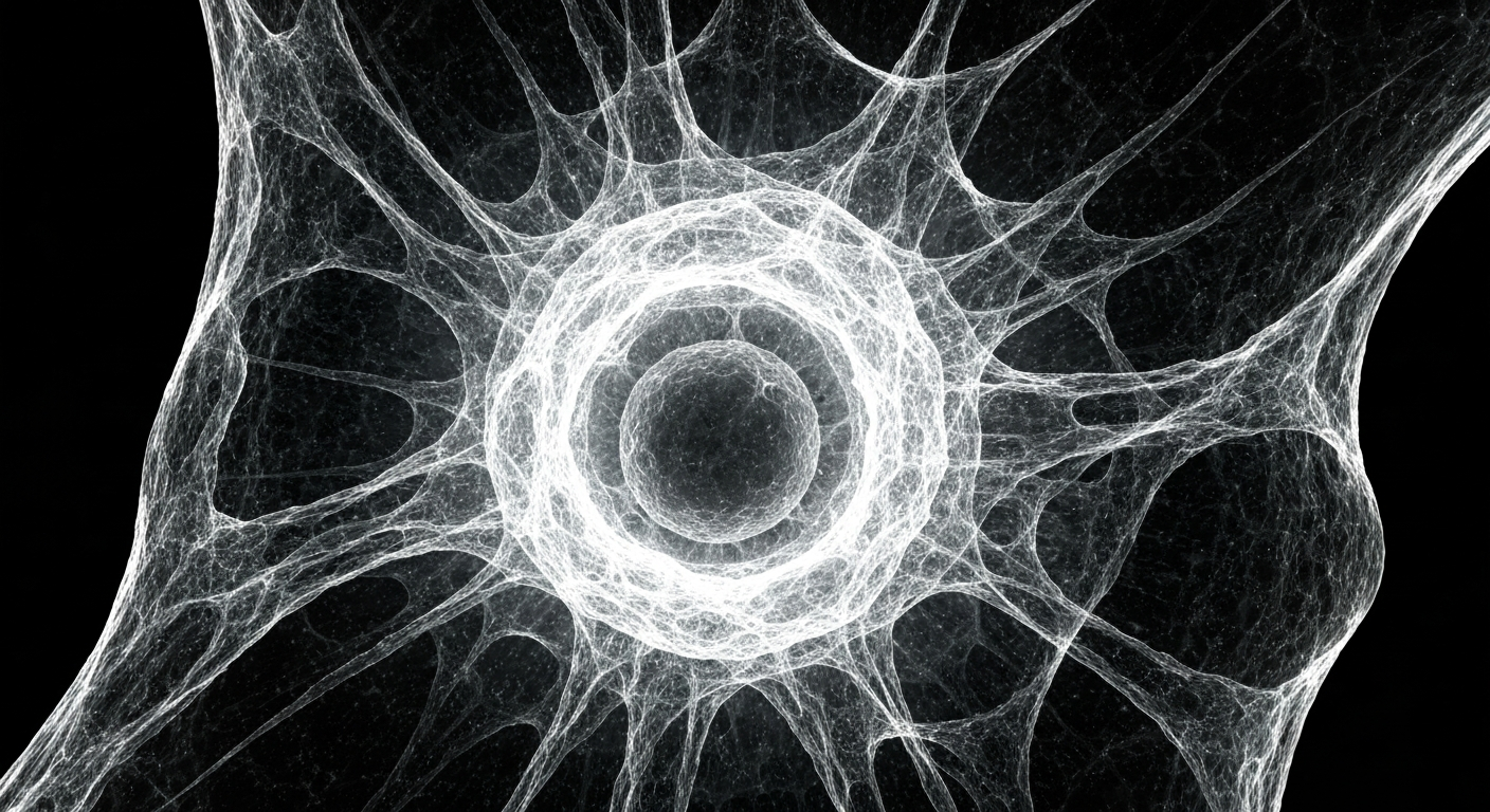 An abstract, ghostly X-ray image revealing the delicate internal structure of a human skin cell, conceptually representing the specialized dermatological services now available at the new Good Shepherd Dermatology clinic.