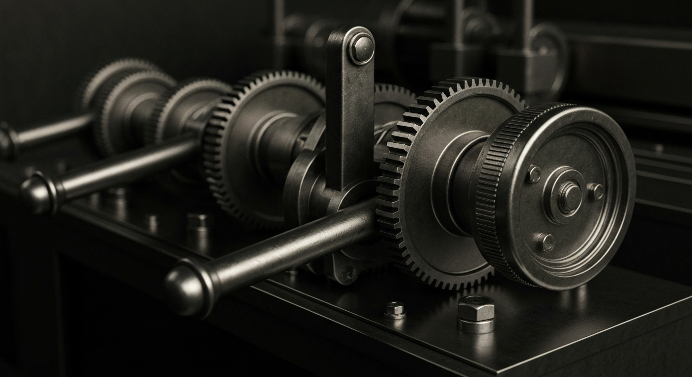 A highly detailed, black-and-white close-up image of the intricate mechanical components that make up the financial infrastructure, conveying a sense of the hidden complexities and power dynamics at play in the markets.