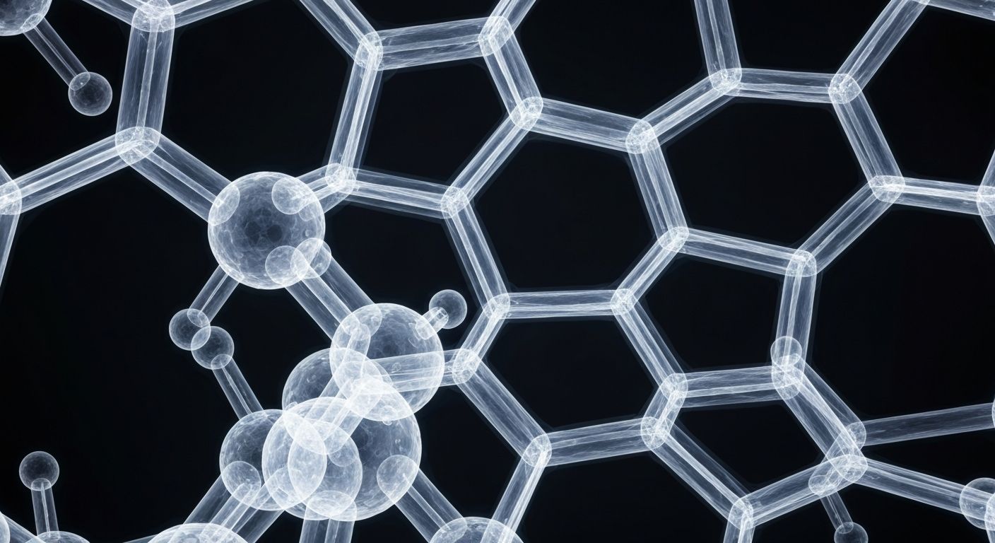 An abstract, ghostly X-ray image revealing the intricate molecular structure of a universal flu vaccine, conveying the scientific complexity and innovation behind Centivax's approach.
