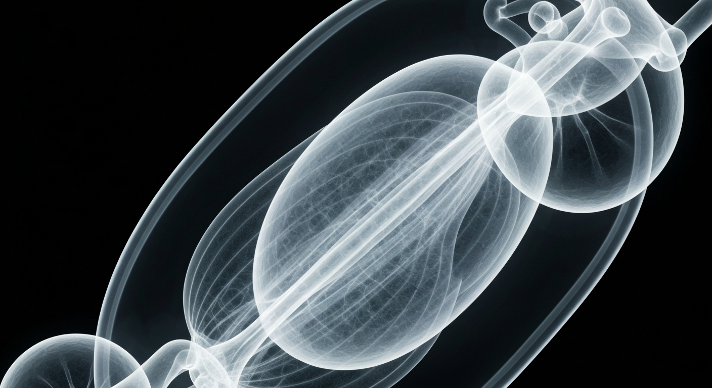 An extreme close-up X-ray photograph revealing the delicate internal structures of a fertility-related medical device or herbal supplement, conceptually illustrating the innovative, non-invasive approach of the Babies4.US platform.