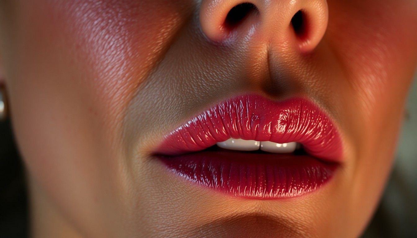 An extreme close-up photograph of the intense textures and details of the skin and musculature around a person's jaw, captured in dramatic, high-contrast studio lighting to create a raw, visceral aesthetic focused on the physical sensations of a painful medical treatment.