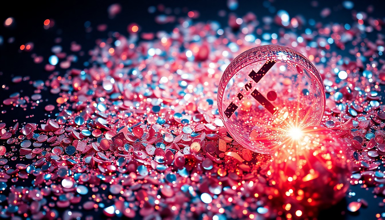 An extreme close-up photograph of shimmering sequins and shattered glass, capturing the glitz and drama of The Voice's Knockout Round.