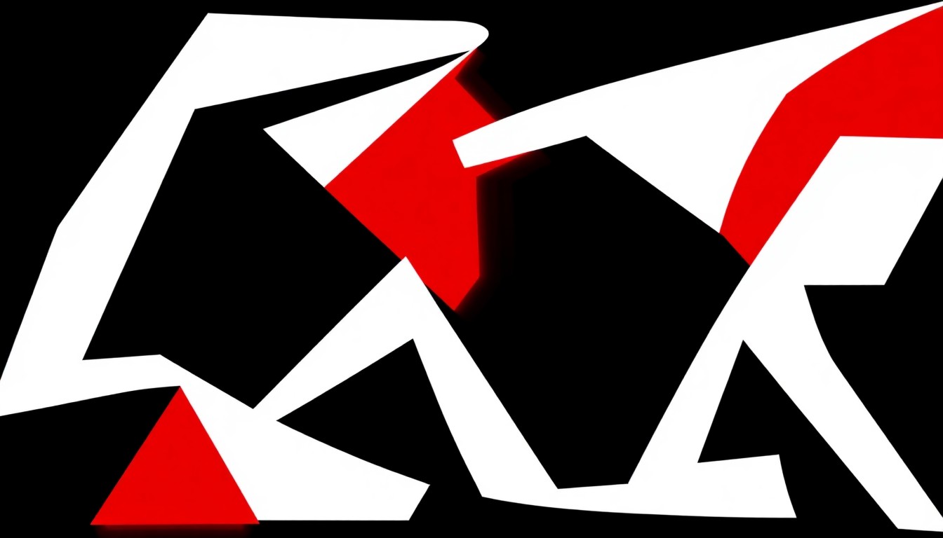 An abstract, minimalist illustration featuring bold, jagged shapes in black, white, and deep red, conceptually representing the controversy surrounding a TV anchor's closing quote.